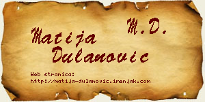 Matija Dulanović vizit kartica